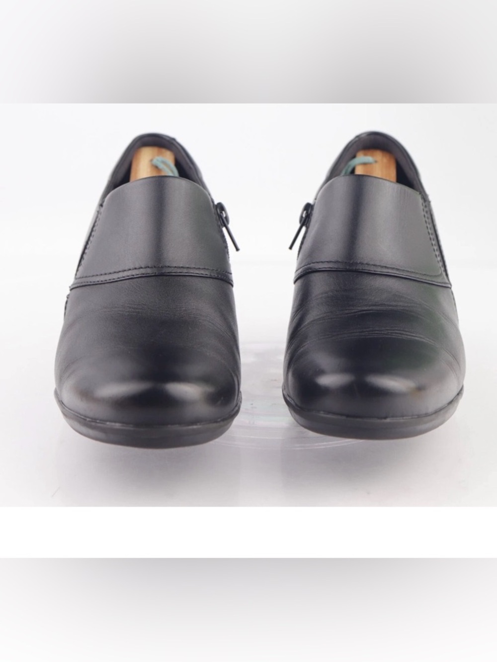 Clarks Women's Emslie Boot Size 9 Block Heel Bootie Zip Shootie Black‎ Leather